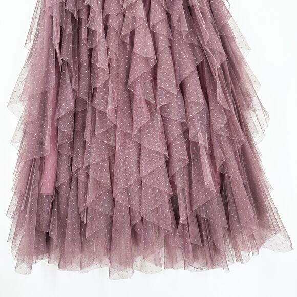 Anthropologie Cheri Ruffled Tiered Mesh Tulle Midi Skirt Medium Romantic Fairy - Picture 3 of 10